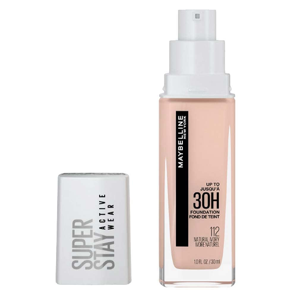 Maybelline Super Stay Full Coverage Liquid Foundation Active Wear Makeup, Up to 30Hr Wear, Transfer, Sweat & Water Resistant, Matte Finish, Natural Ivory, 1 Count