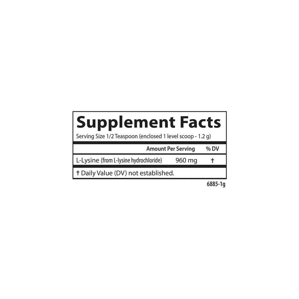 Carlson L-Lysine Powder, 960 mg, Free-Form Amino Acid, 3.53 oz (100 g)