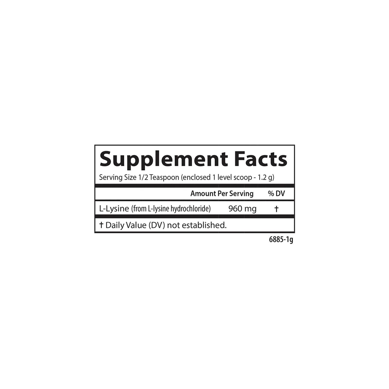 Carlson L-Lysine Powder, 960 mg, Free-Form Amino Acid, 3.53 oz (100 g)