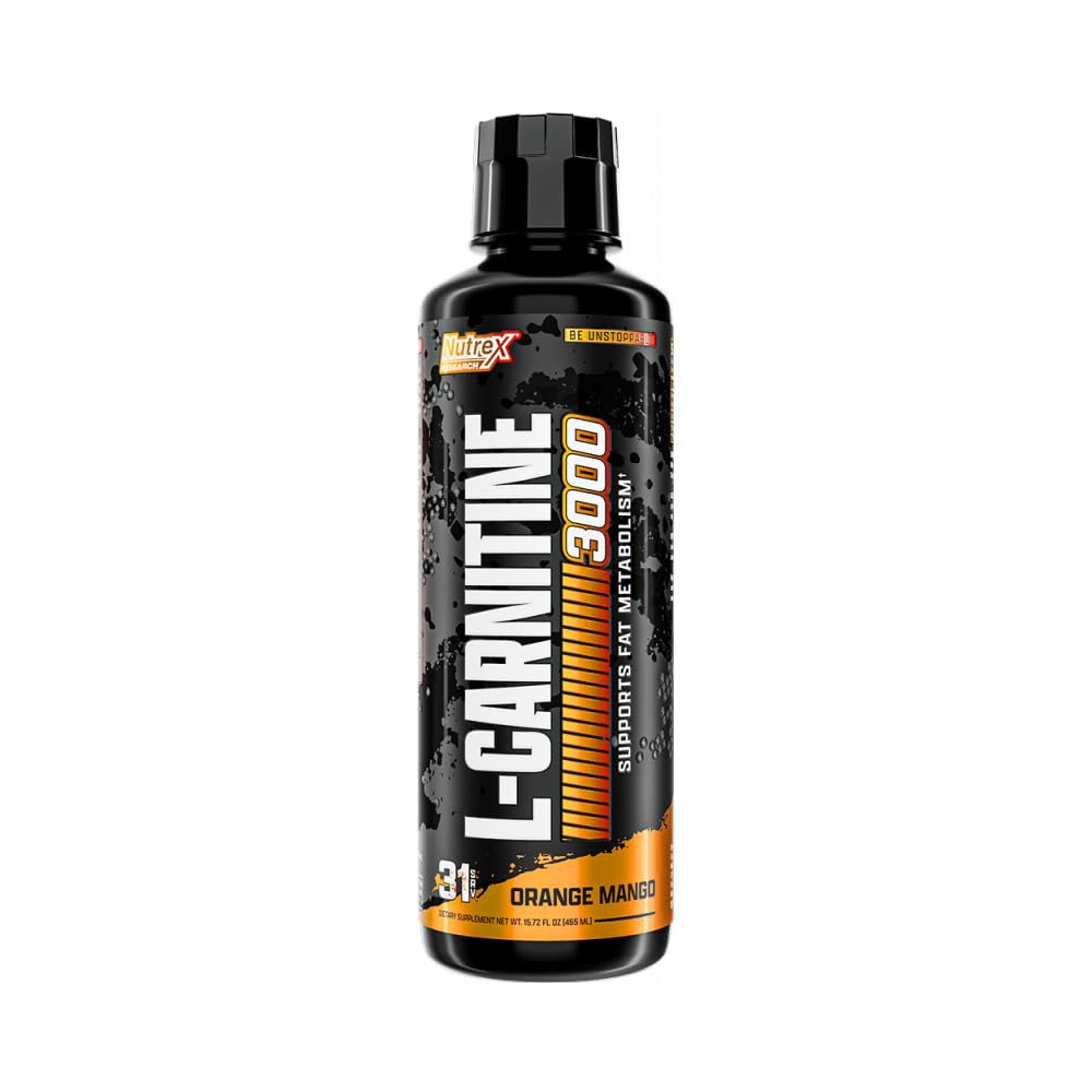 Nutrex Research Liquid Carnitine 3000 | Orange Mango | Stimulant Free | 31 Servings 16 Fl Oz