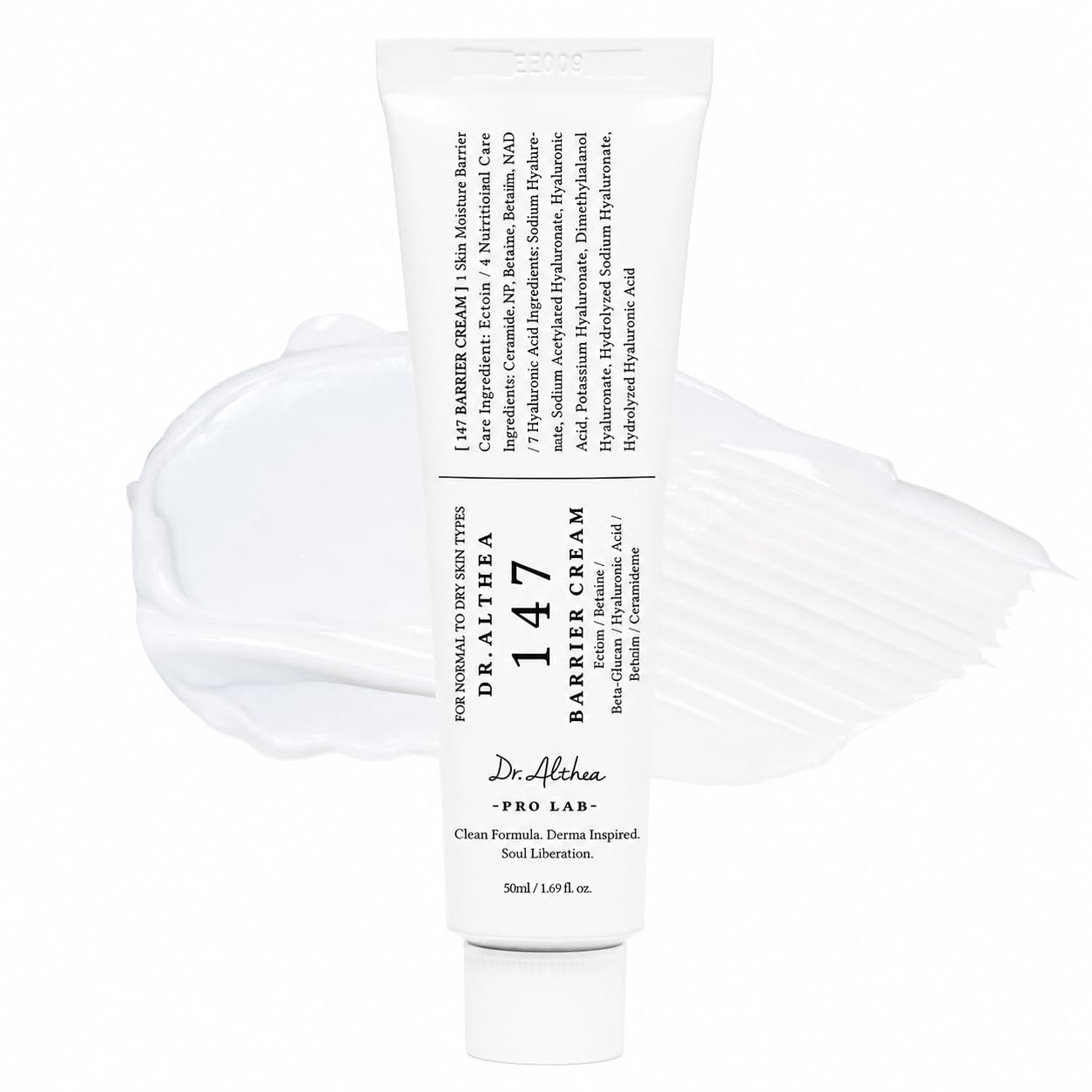 Dr.Althea 147 Barrier Cream, Korean Skin Barrier Moisturizer for Face with 4 Ceramides, 7 Hyaluronic Acids, Guaiazulene & Panthenol, Fragrance-Free Face Cream for Dry Sensitive Skin, 50ML