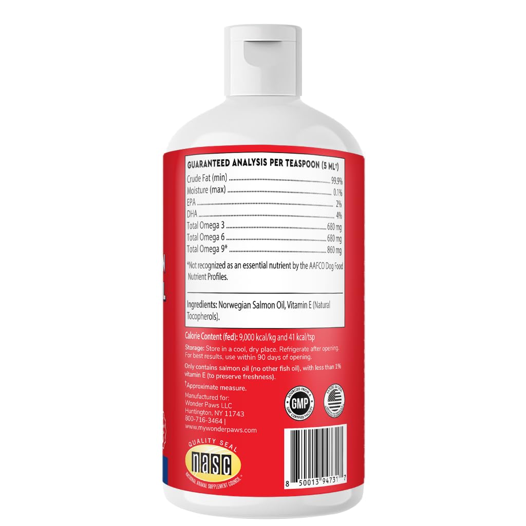 Premium Salmon Oil for Dogs – Pure Norwegian Salmon Oil High in Omega 3 EPA & DHA -Powerful Fish Oil for Dogs Skin & Coat, Hip & Joints, Allergies & Itchy Skin – Omega 3 Fish Oil for Dogs-8oz Liquid