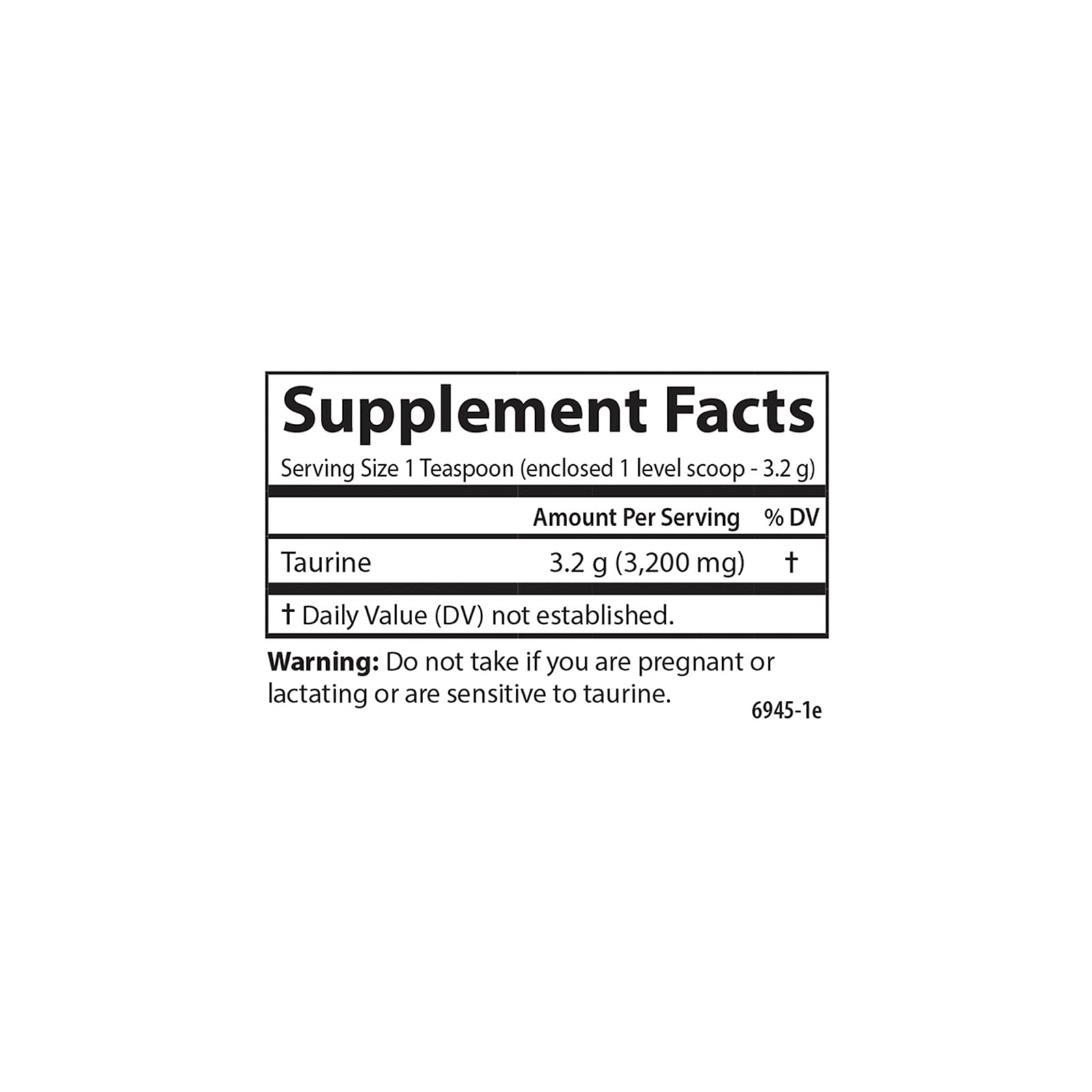 Carlson Taurine Powder, 3.2 g (3200 mg), Nerve Health, 3.53 oz (100 g)