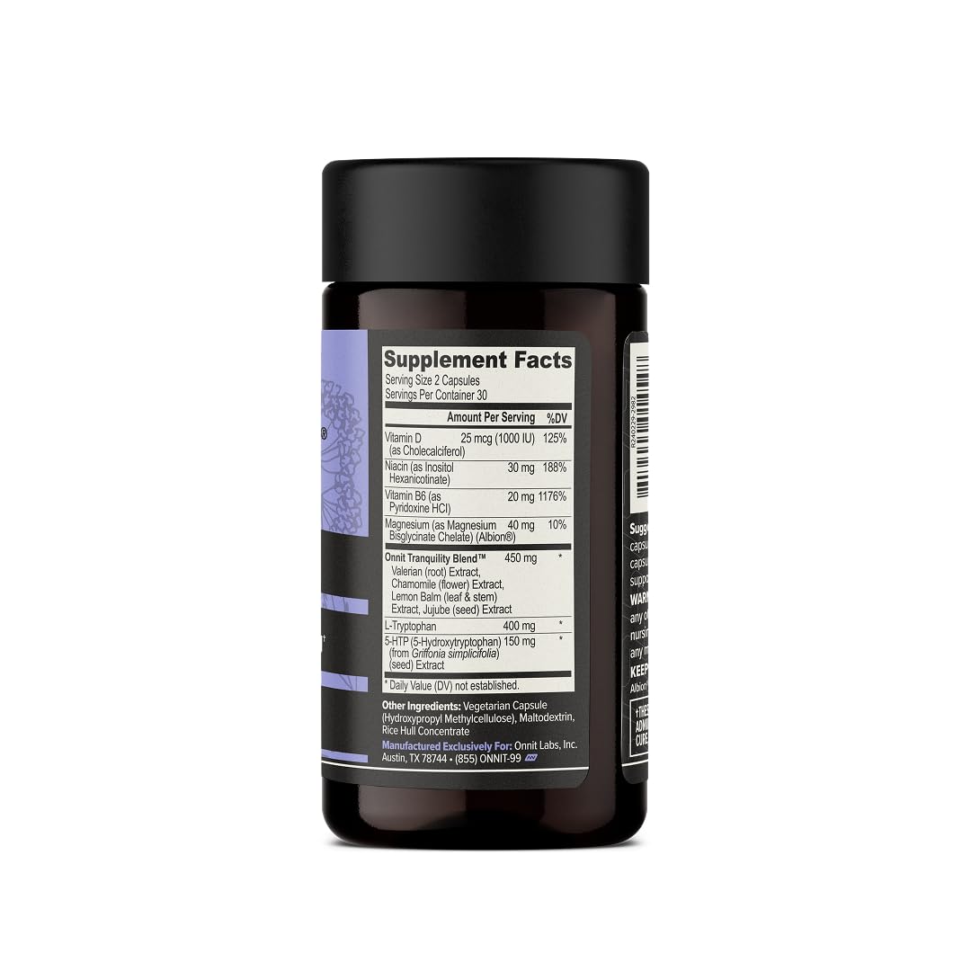 ONNIT New Mood Daily Stress Support Capsules, IGEN Non-GMO Tested Sleep and Mood Support Supplement for Men and Women, Daily Stress Management Capsules, 60 Count
