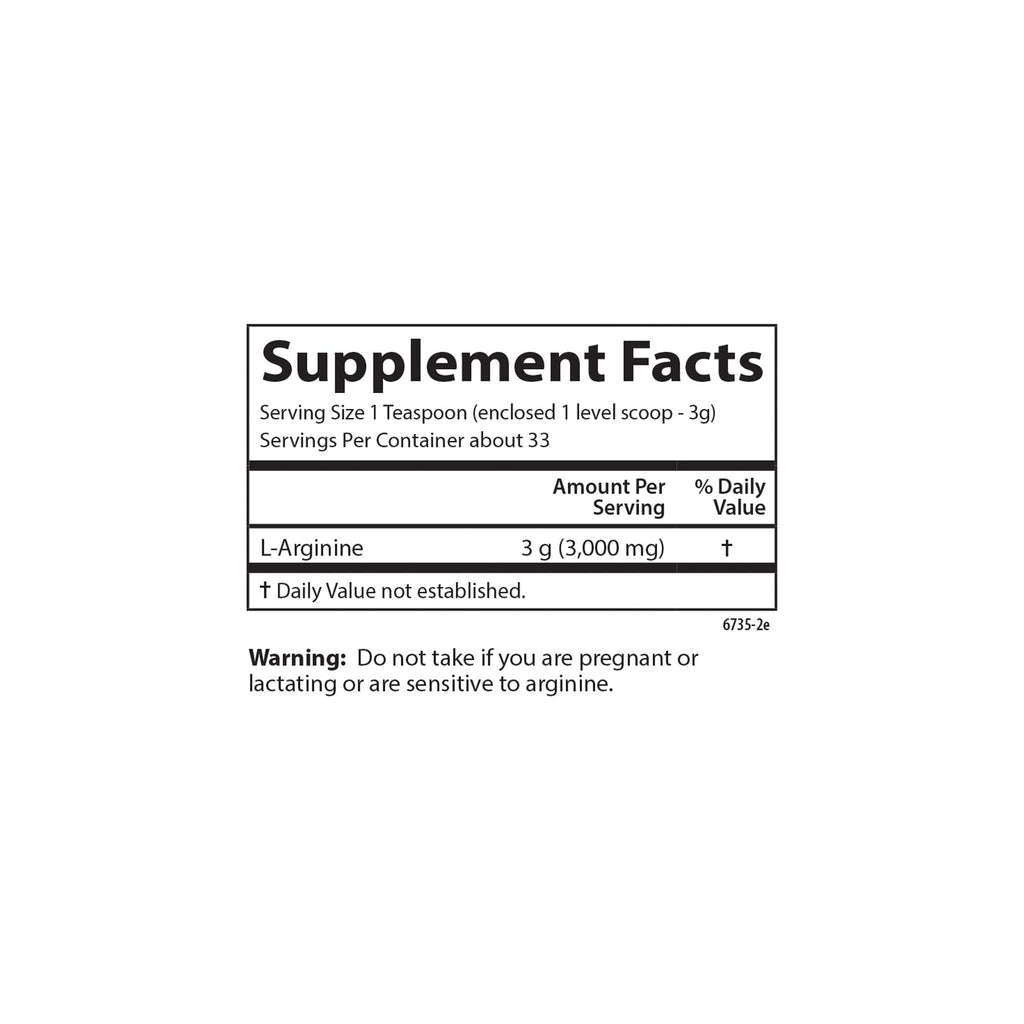 Carlson L-Arginine Powder, Free Form, Circulatory Health 3.53 oz (100 g)