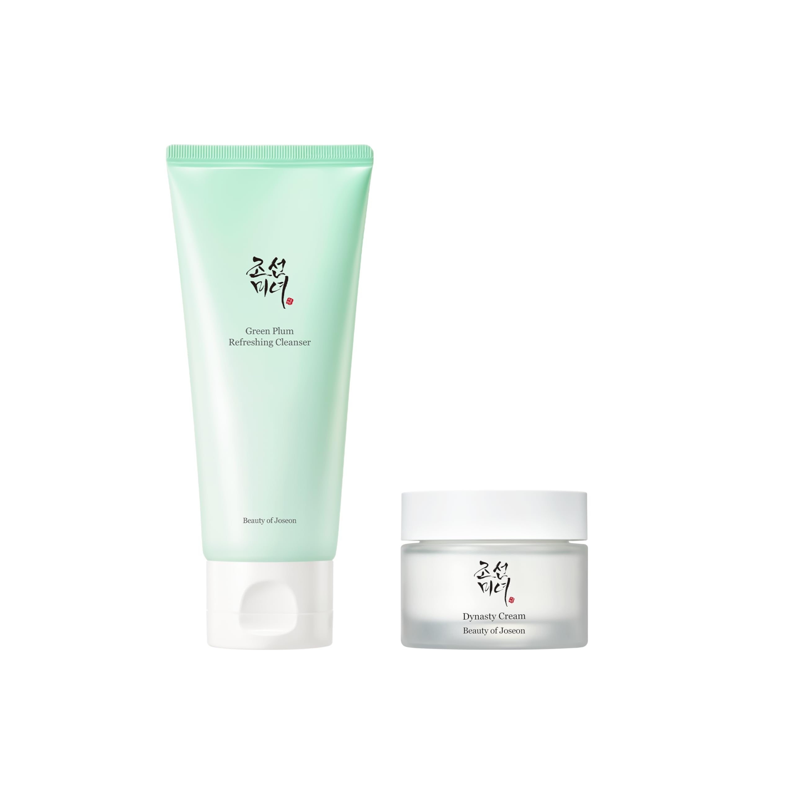 Beauty of Joseon Green Plum Refreshing Cleanser (100ml, 3.38 fl.oz.) with Dynasty Cream Hydrating Face Moisturizer (50ml, 1.69 fl.oz.), Korean Skincare