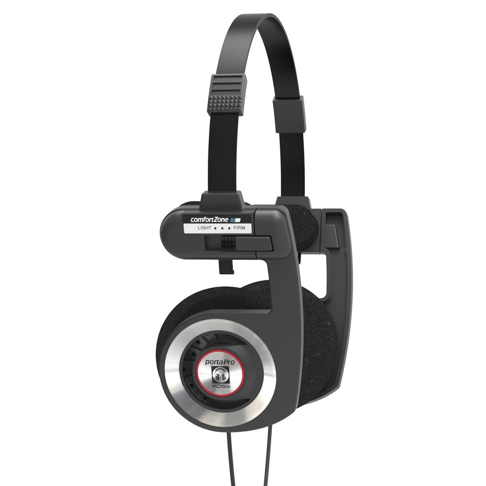 Koss Porta Pro Black Retro 80s Style On-Ear Headphones, Wired 3.5mm Plug