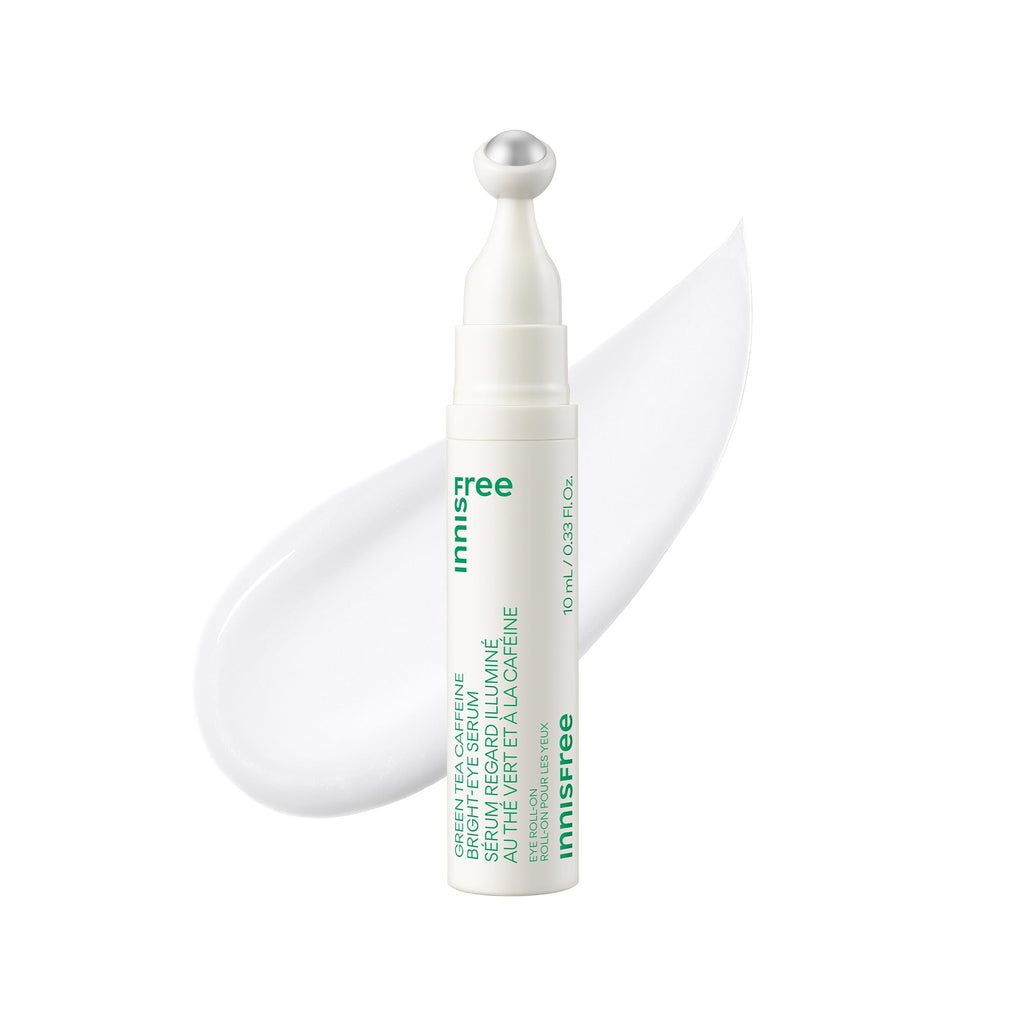 innisfree Green Tea Caffeine Depuffing Eye Serum Roll-On with Niacinamide & Hyaluronic Acid, Cooling Korean Under Eye Roller for Puffiness, Dark Circles, Brightening & Hydration
