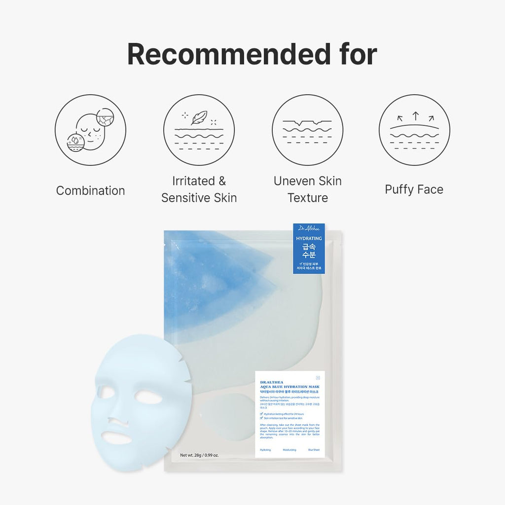 Dr.Althea Aqua Blue Hydration Mask (Pack of 4), Korean Vegan Skin Care