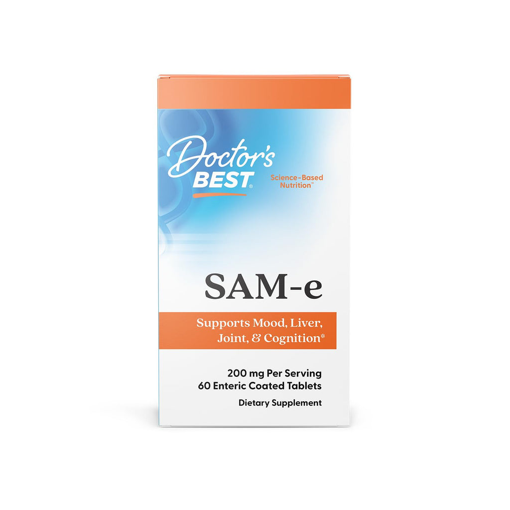 Doctor's Best SAM-e Mood & Joint Support & Liver Health (Pharmaceutical Grade/Non-GMO/Gluten Free/Vegetarian), Tablet, 60 Count (Pack of 1)