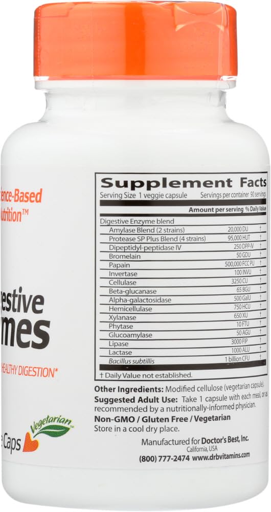 Doctor's Best Best Digestive Enzymes, Vegetable Capsules, 90 Count