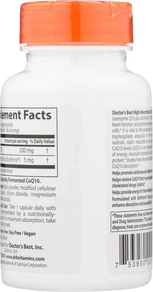 Doctor's Best High Absorption CoQ10 Vegetable Capsules, 200 mg, 60 Count