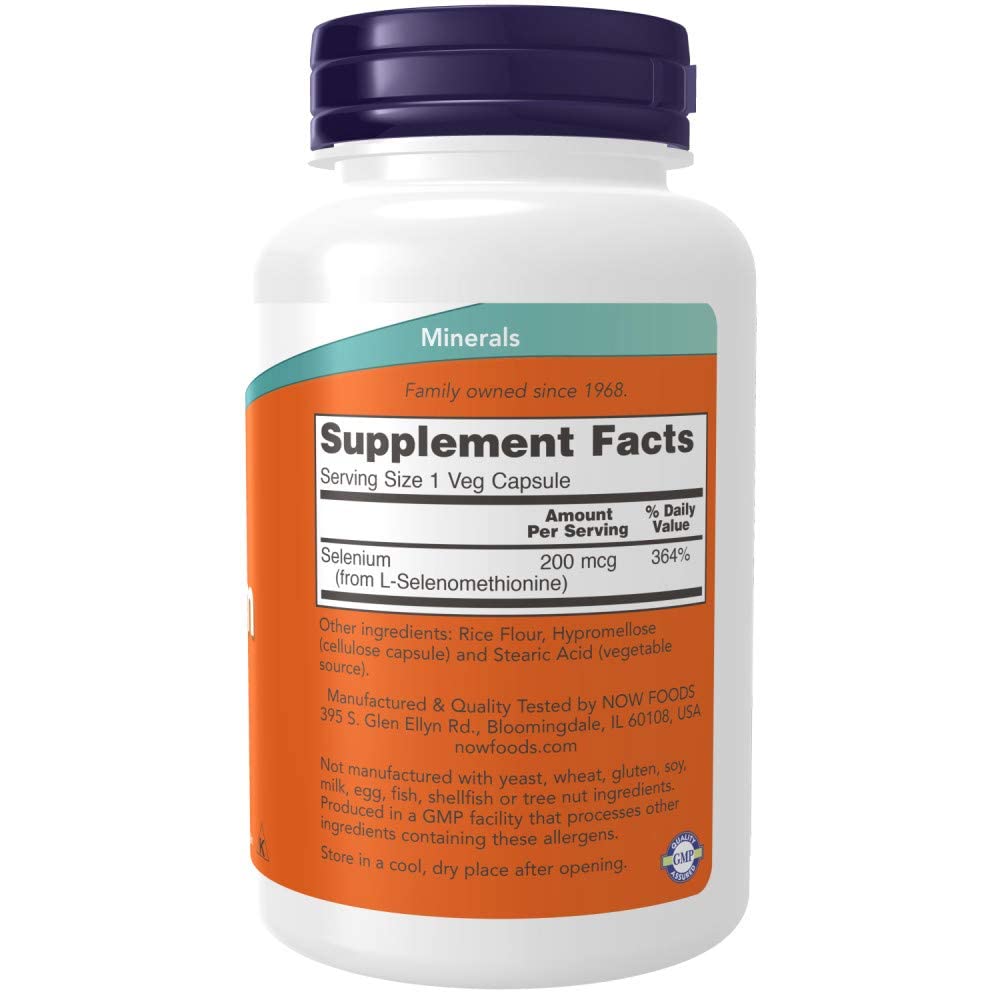 NOW Foods Selenium 200 mcg VCaps, 180 ct