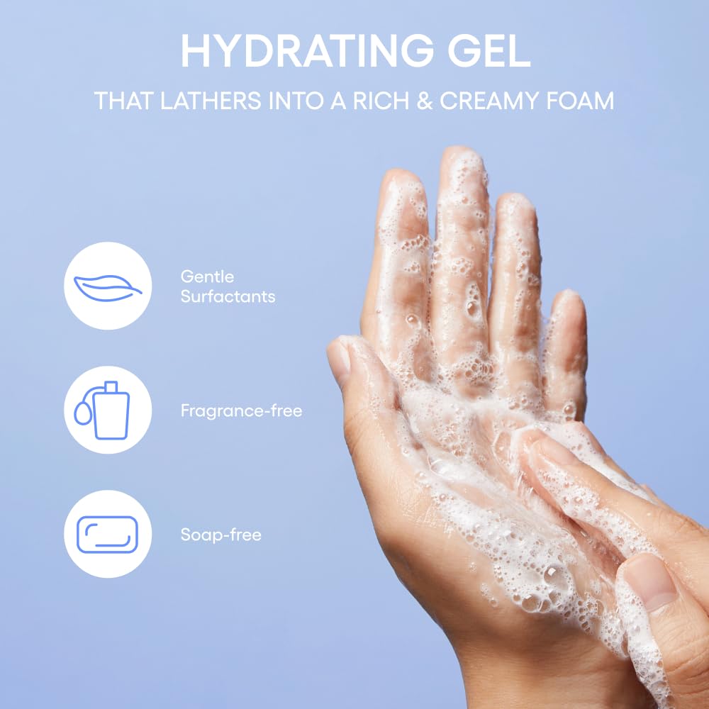 LANEIGE Water Bank Gentle Gel Facial Cleanser: Hydrating, Non-Stripping, pH-Balanced, Barrier-Boosting, & Fragrance Free with Blue Hyaluronic Acid | Korean Skin Care