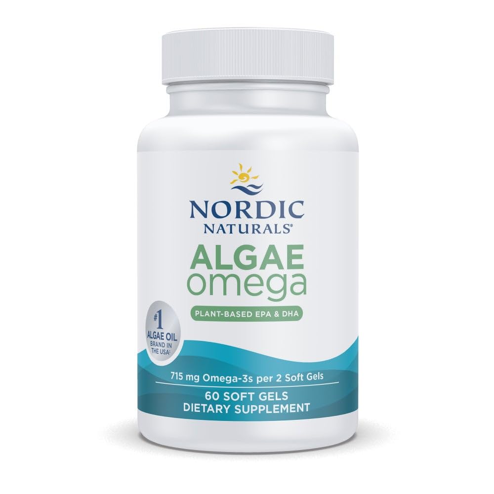 Nordic Naturals Algae Omega - 60 Soft Gels - 715 mg Omega-3 - Certified Vegan Algae Oil - Plant-Based EPA & DHA - Heart, Eye, Immune & Brain Health - Non-GMO - 30 Servings