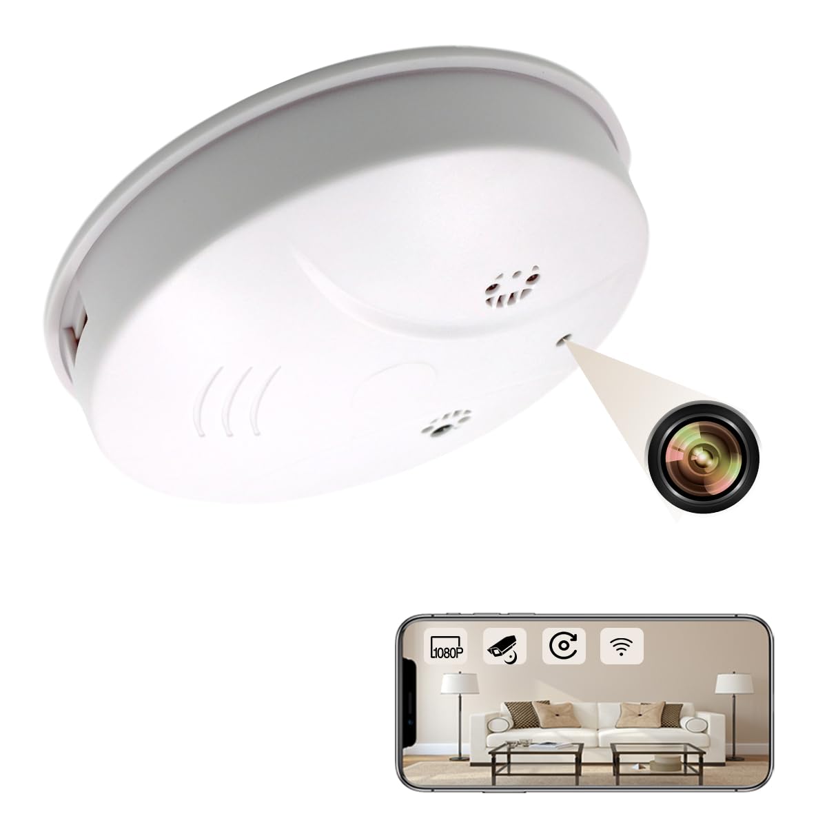 Mini Camera Smoke Detector, HD 1080P Small Hidden Camera WiFi Spy Nanny Cam