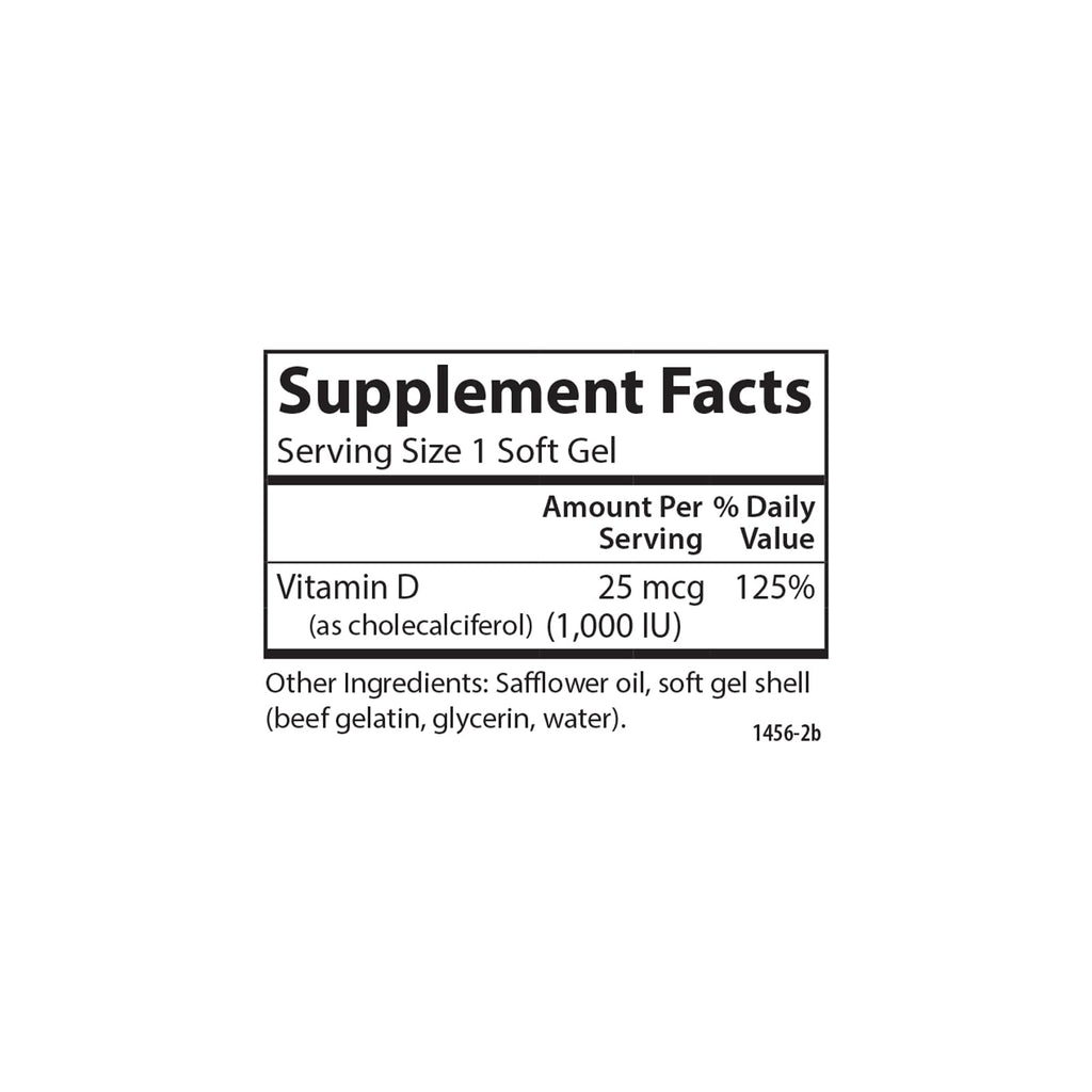 Carlson Vitamin D3, 1000 IU (25 mcg), Bone Health, 360 Softgels