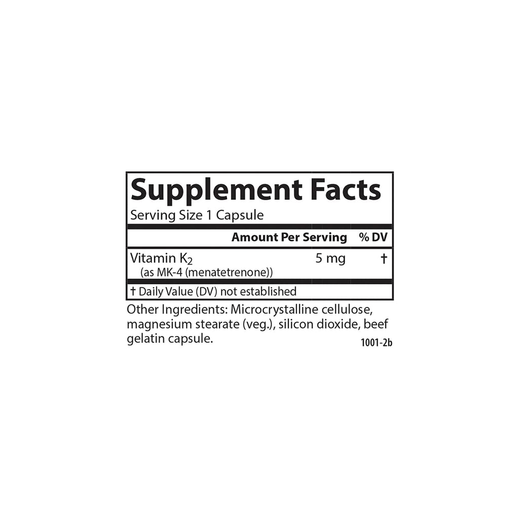 Carlson Vitamin K2 MK-4 (Menatetrenone), 5 mg, Bone Support, 180 Capsules