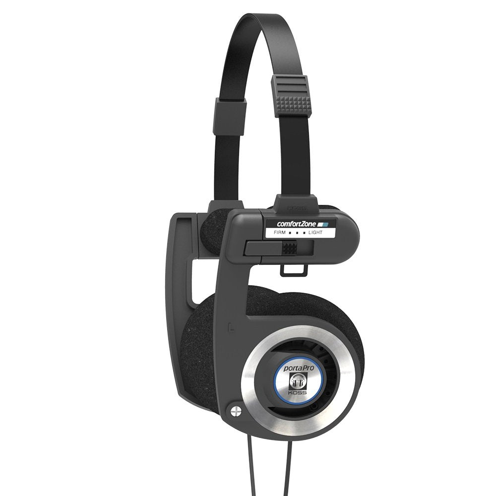 Koss Porta Pro Black Retro 80s Style On-Ear Headphones, Wired 3.5mm Plug