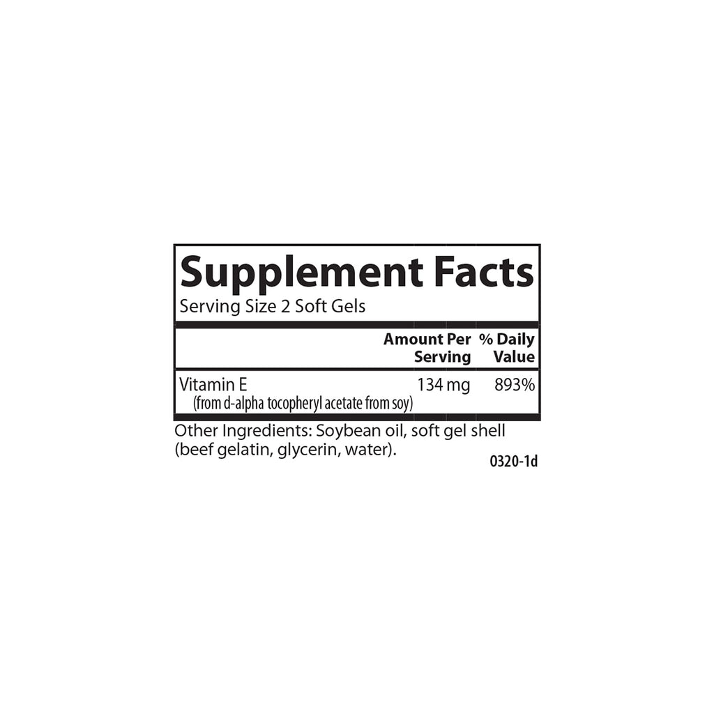 Carlson E-Gems 200 IU (134 mg), Natural-Source Vitamin E, 90 Soft Gels