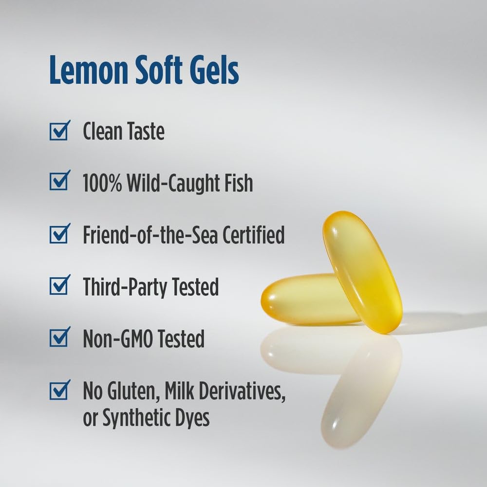 Nordic Naturals ProOmega 2000-D, Lemon Flavor - 120 Soft Gels - 2150 mg Omega-3 + 1000 IU D3 - Ultra High-Potency Fish Oil - EPA & DHA - Brain, Heart, & Immune Health - Non-GMO - 60 Servings