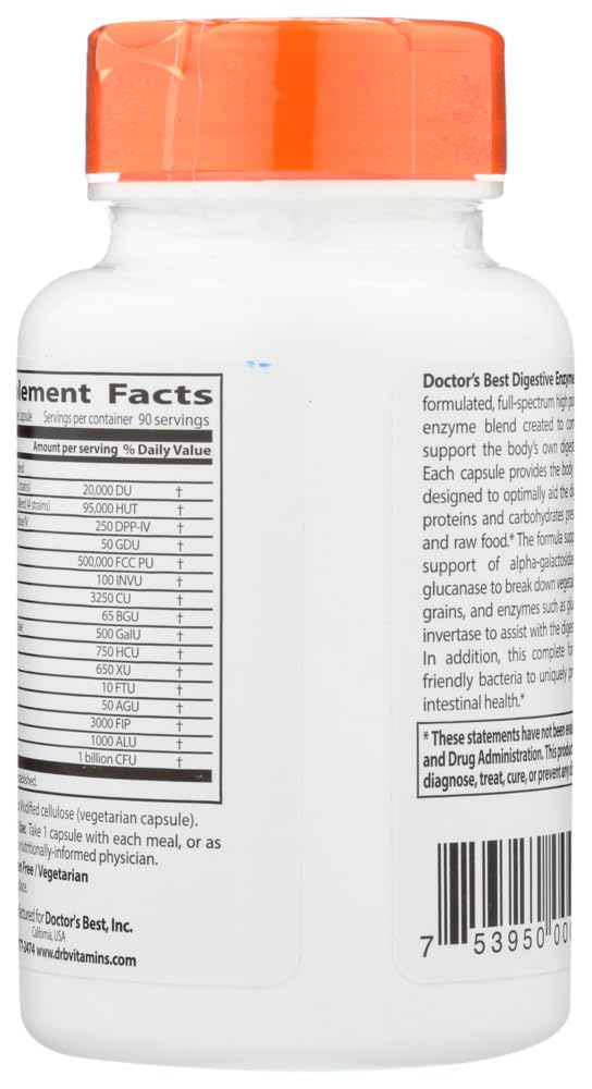 Doctor's Best Best Digestive Enzymes, Vegetable Capsules, 90 Count