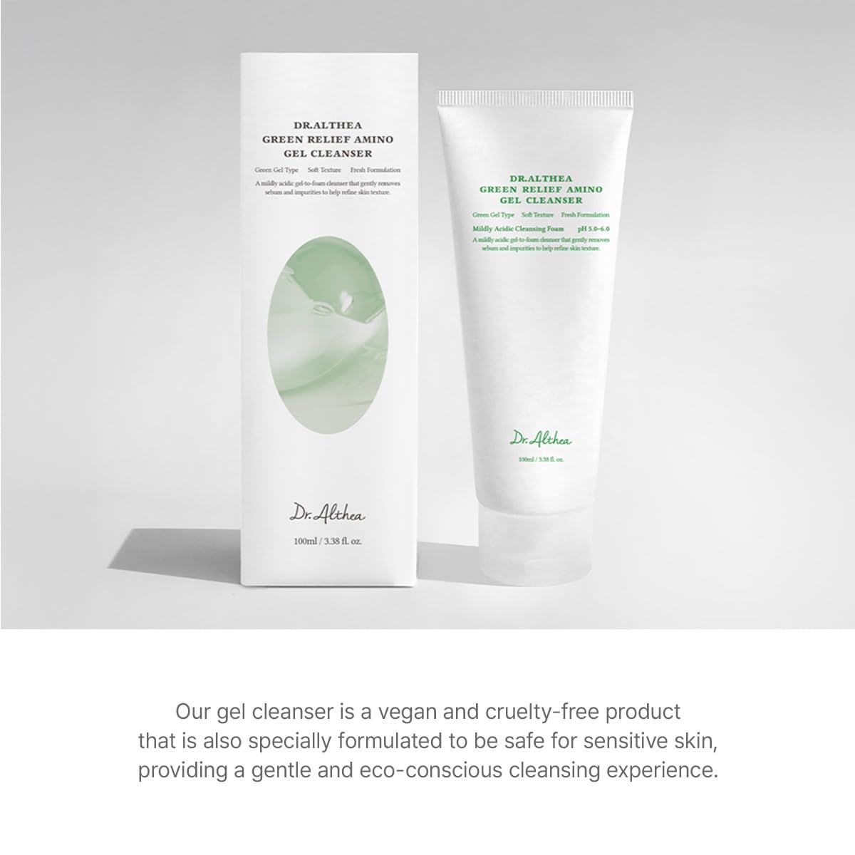 Dr.Althea Green Relief Amino Gel Cleanser, 3.38 Fl Oz, Korean Skin Care