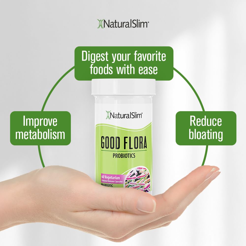 NaturalSlim Probiotic Gentle Formula | Gut Health, Digestion, Immune Support & De-Bloating | 7 Probiotic Strains | 60 Vegetarian Capsules
