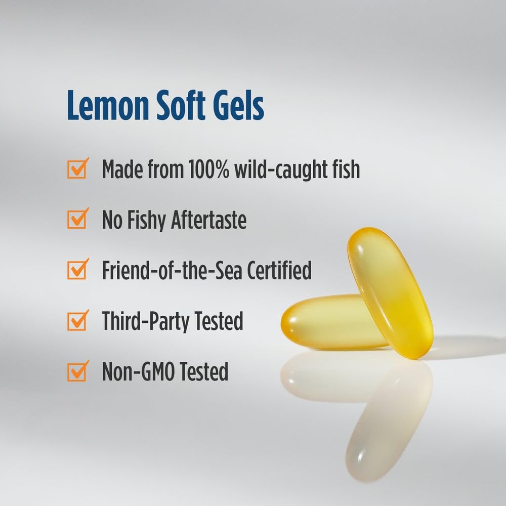 Nordic Naturals Omega-3D, Lemon Flavor - 120 Soft Gels - 690 mg Omega-3 + 1000 IU Vitamin D3 - Fish Oil - EPA & DHA - Immune Support, Brain & Heart Health, Healthy Bones - Non-GMO - 60 Servings