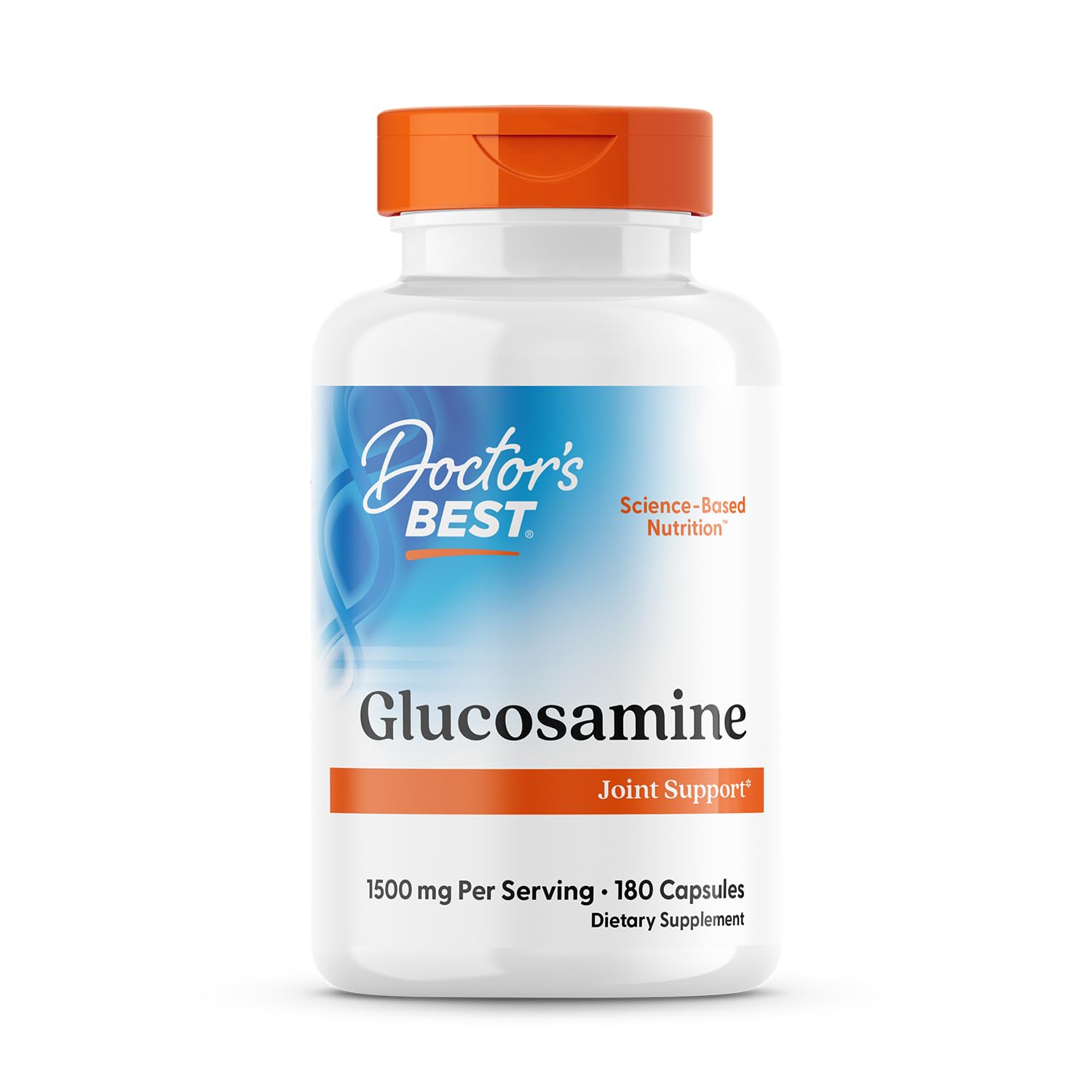 Doctor's Best Glucosamine Supplement for Men & Women - Glucosamine 1500mg Per 2 Capsules, Joint Health Support for Adults, Gluten Free, Non GMO, Soy Free - 180 Caps