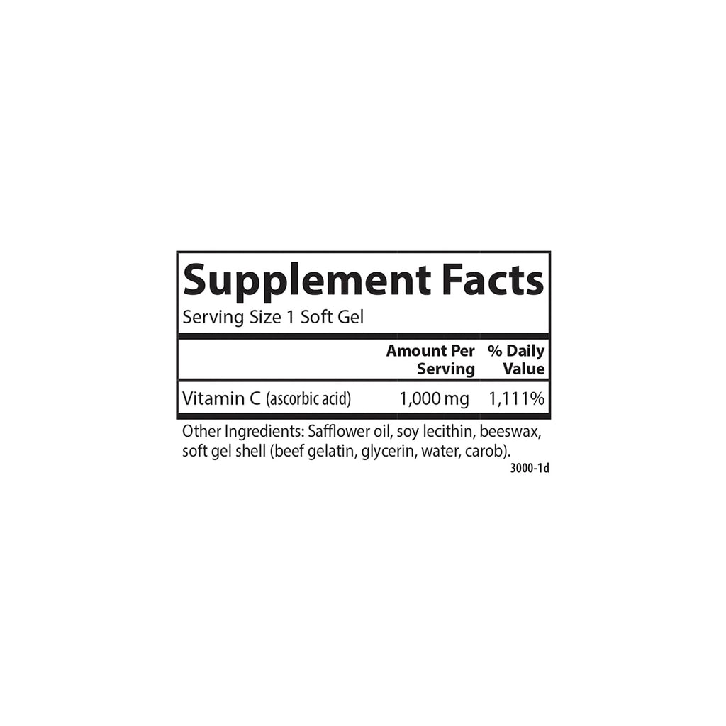 Carlson C-Gels, 1000 mg (1 g), Vitamin C Softgels, 60 Softgels