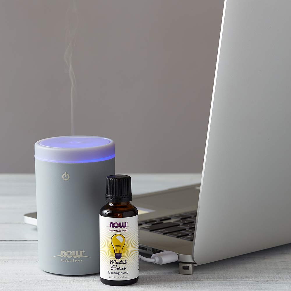 NOW Foods Essential Oils, Portable USB Ultrasonic Aromatherapy Oil Diffuser, Extremely Quiet and Heat Free, Travel Friendly Diffuser