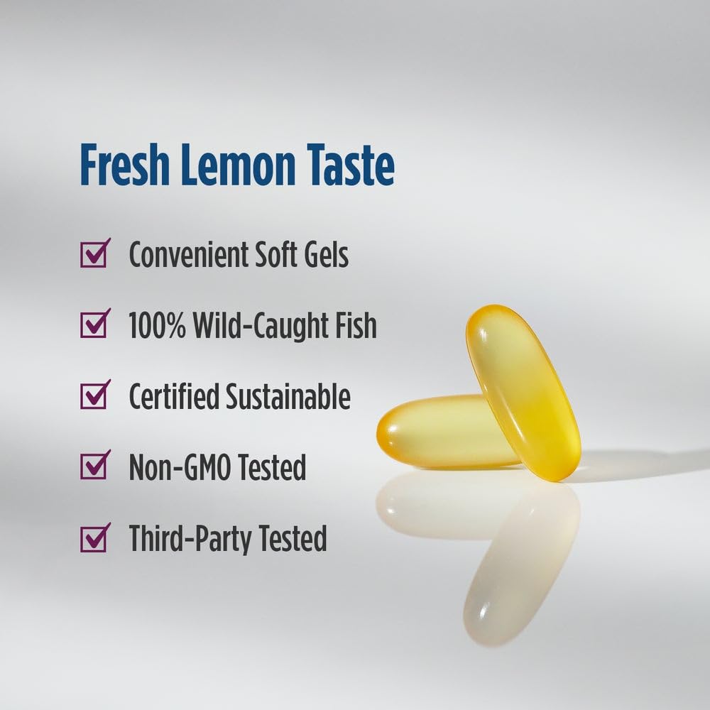 Nordic Naturals Complete Omega, Lemon Flavor - 180 Soft Gels - 565 mg Omega-3 - EPA & DHA with Added GLA - Healthy Skin, Cognition, & Positive Mood - Non-GMO - 90 Servings