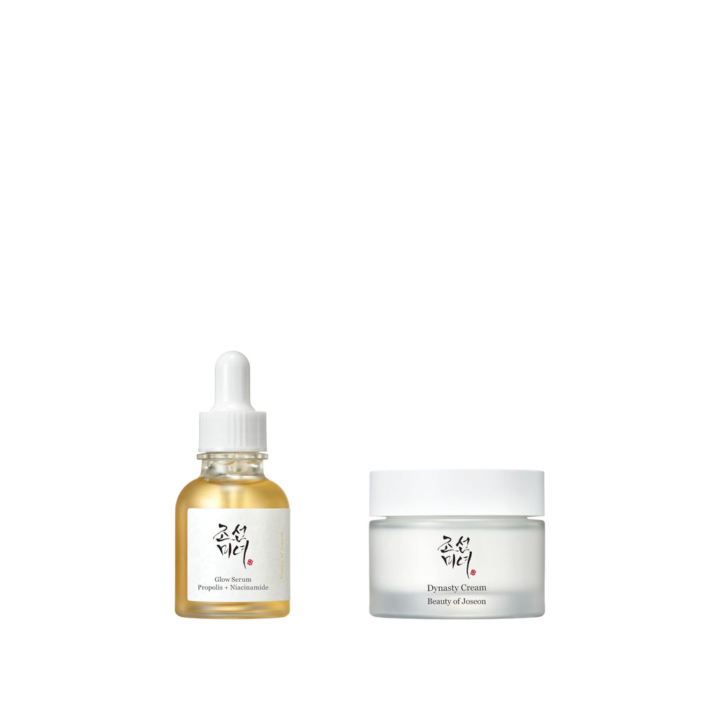 Beauty of Joseon Glow Serum Propolis and Niacinamide (30ml, 1.01 fl.oz.) with Dynasty Cream Hydrating Face Moisturizer (50ml, 1.69 fl.oz.), Korean Skincare
