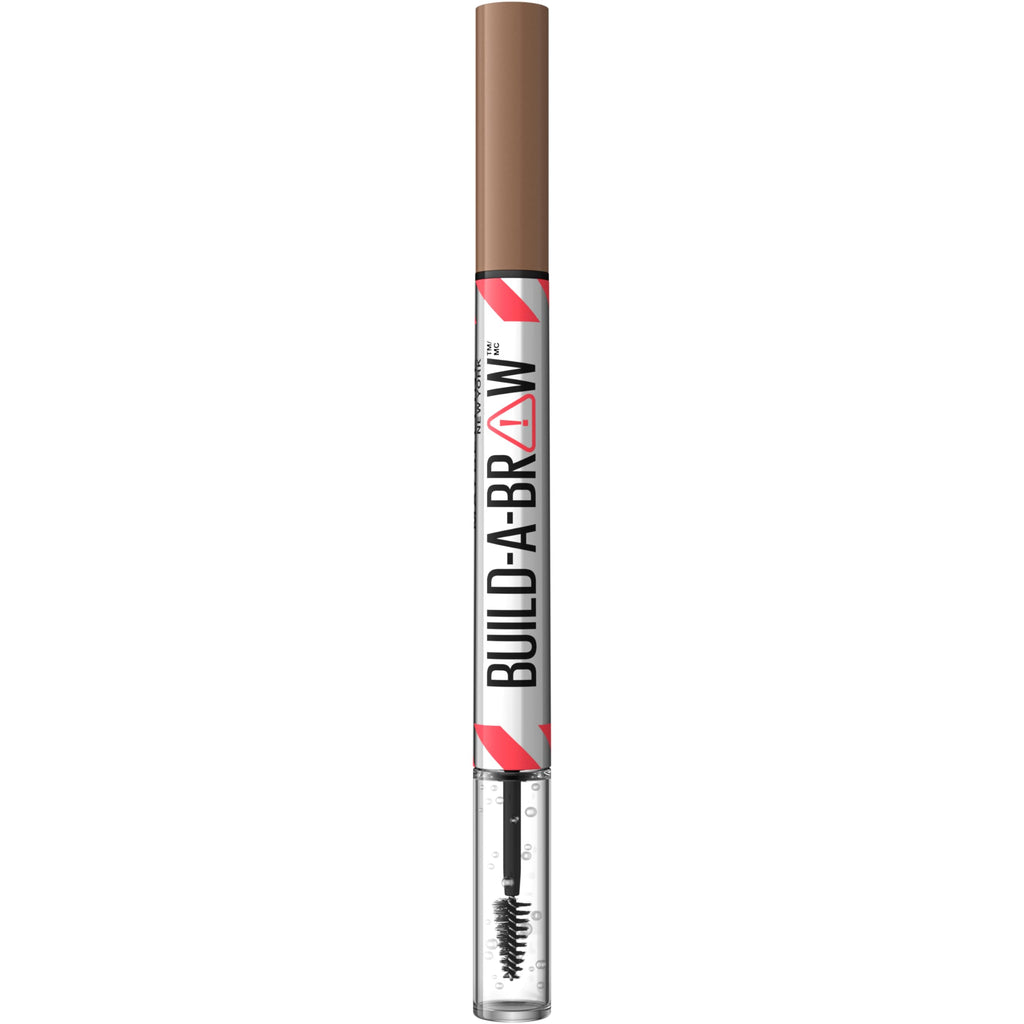 Maybelline Build-A-Brow 2-in-1 Brow Pen and Sealing Eyebrow Gel, Eyebrow Makeup for Real-Looking, Fuller Brows, Soft Brown, 1 Count