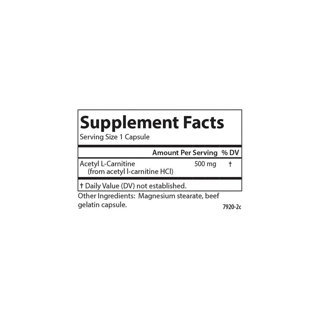Carlson Acetyl L-Carnitine, 500 mg, 60 Vegetarian Capsules