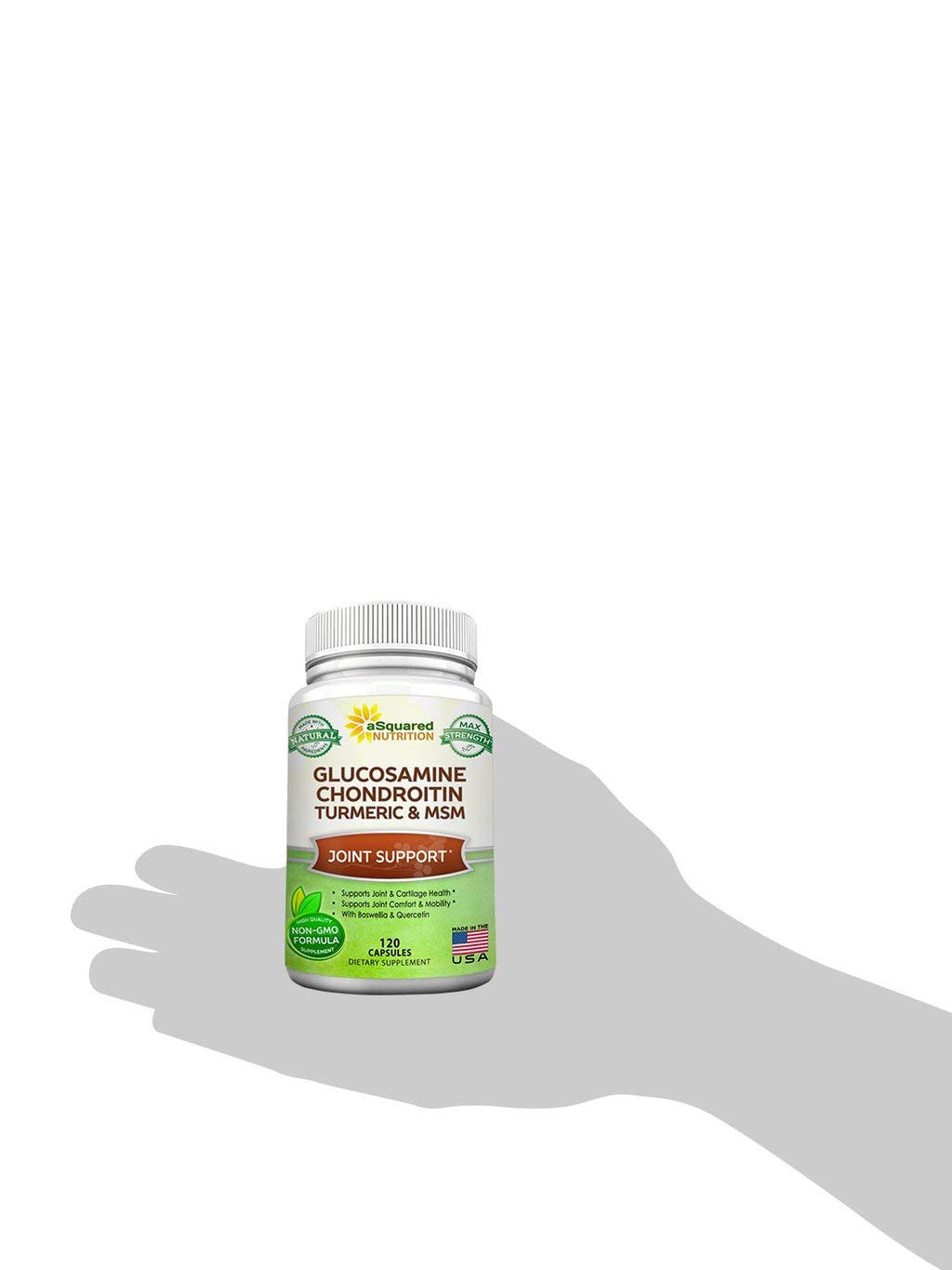 aSquared Nutrition Glucosamine Chondroitin Turmeric MSM Boswellia - 120 Capsules - Joint Support Supplement - Joint Support Relief Pills for Health - Natural Supplement for Back, Knee & Hands