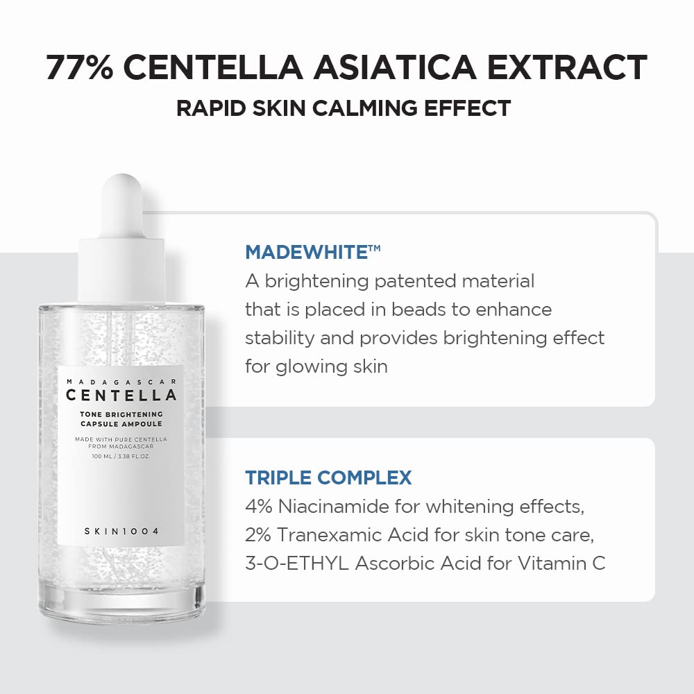 SKIN1004 Madagascar Centella Tone Brightening Capsule Ampoule 3.38 fl.oz(100ml) | Calming Moisturizing Brightening | Sensitive Skin