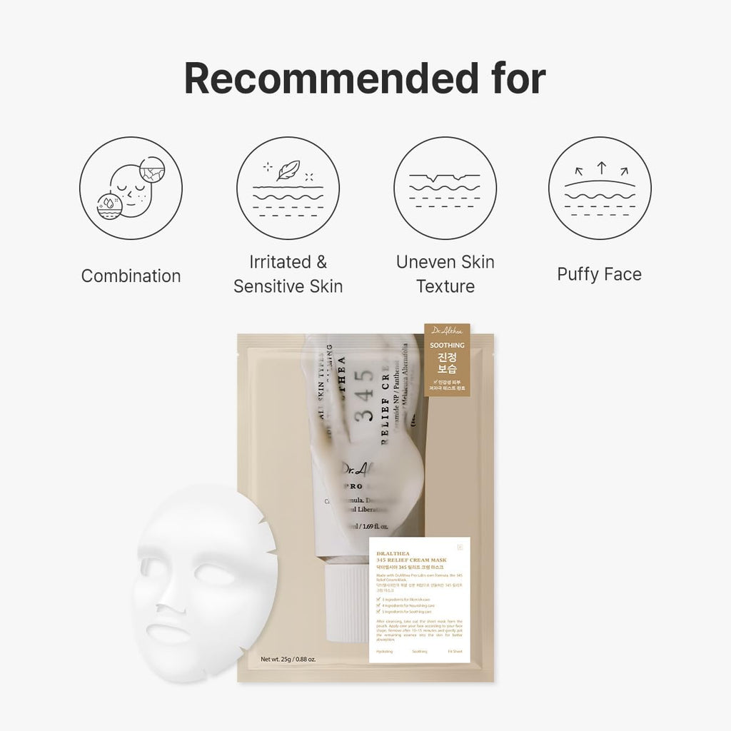 Dr.Althea 345 Relief Cream Mask (Pack of 4), Korean Vegan Skin Care