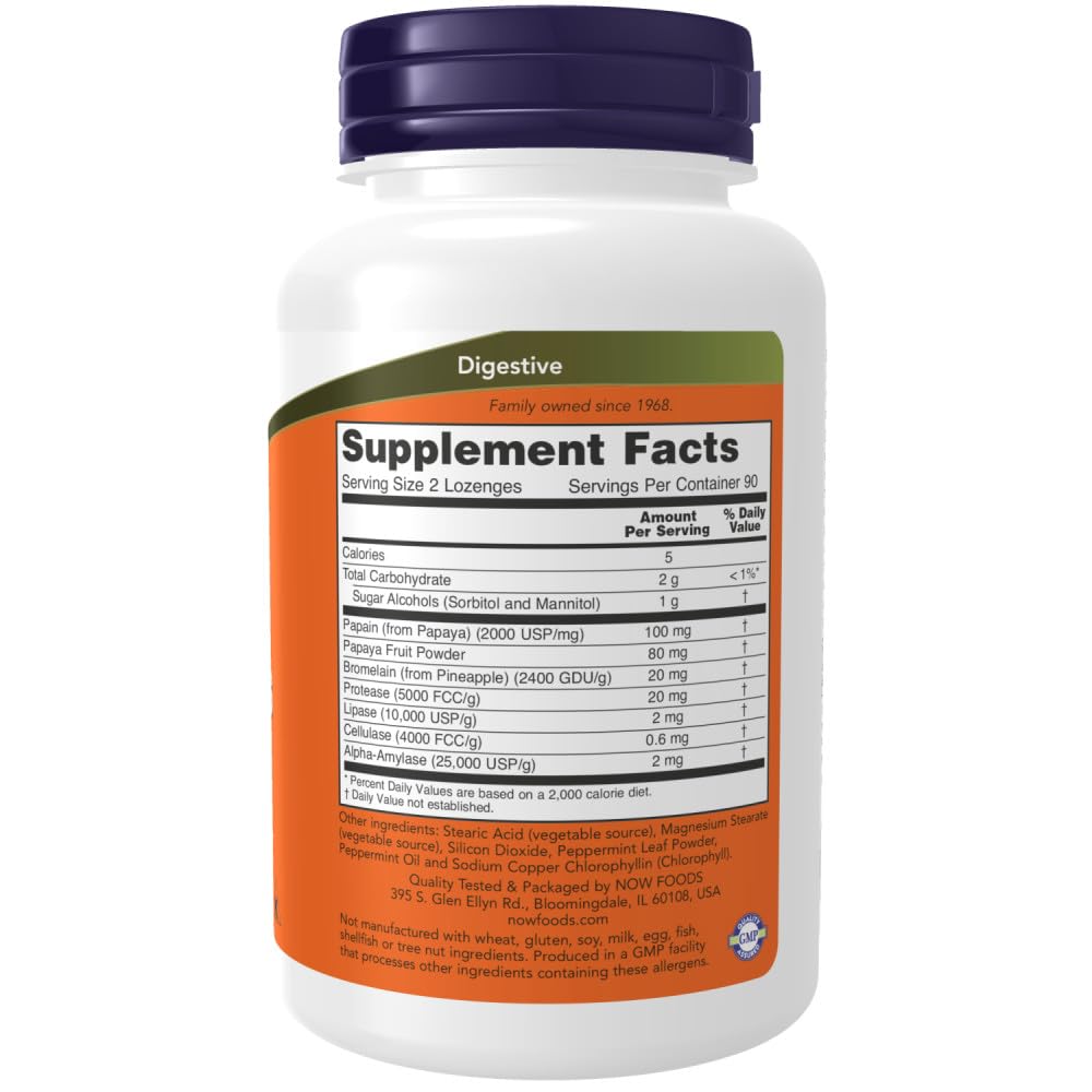 Now Foods Papaya Enzyme Chewable, 180 Count