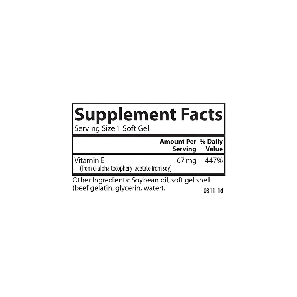 Carlson E-Gems, 100 IU (67 mg), Natural-Source Vitamin E, 100 Soft Gels