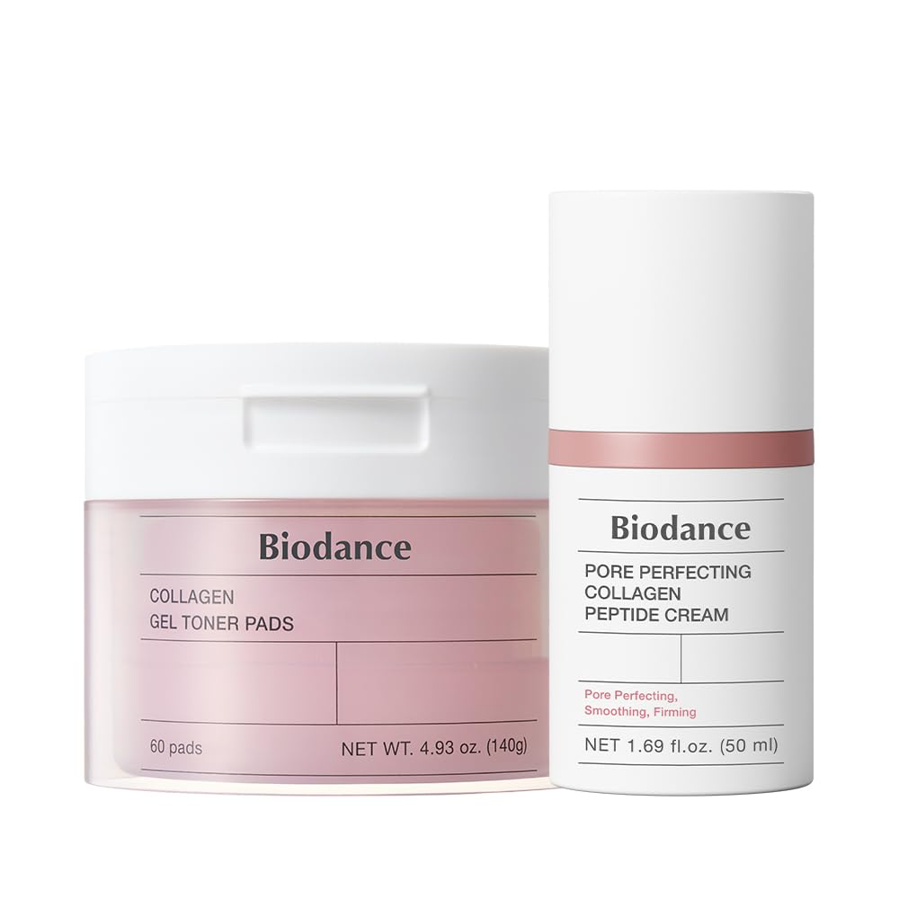 BIODANCE Collagen Hydra-Firm Routine Duo: Collagen Toner Pads & Facial Moisturizer, Hydrating, Firming, Korean Skincare Routine Set for Glass Skin, Korean Skin Care, Skin Care Set