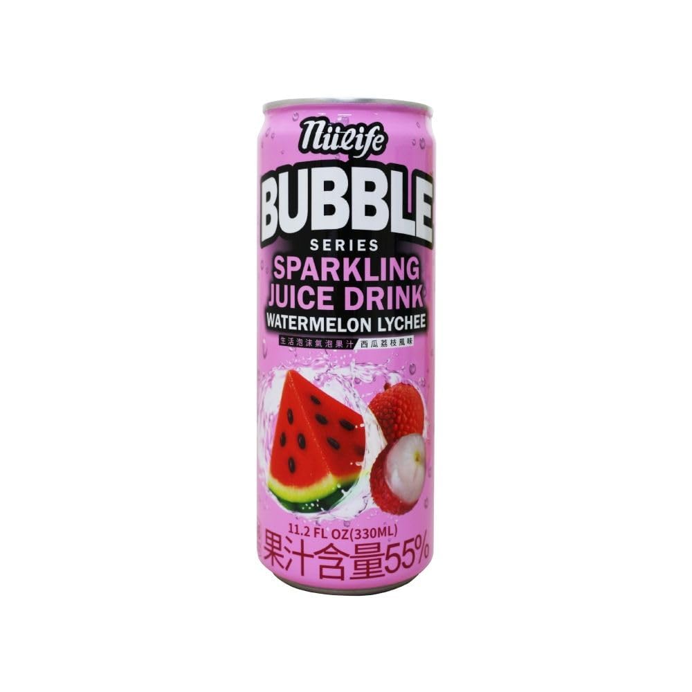 NÜLIFE Watermelon Sparkling Juice, Lychee Flavor, 55% Real Fruit Juice, Lightly Sweet & Refreshing, Low Calorie Soda Alternative, Caffeine Free, 11.2 Fl Oz, 12-Pack