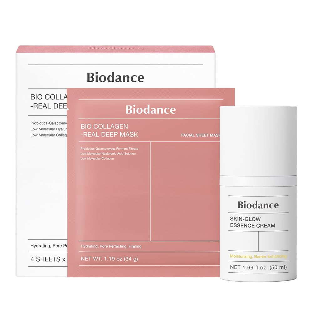 BIODANCE Essential Duo: Bio-Collagen Mask & Glow Essence Cream Set, Korean Skincare Duo for Glass Skin, Dewy Glow, Plumping, Radiance, Korean Skin Care, Skin Care Routine Set