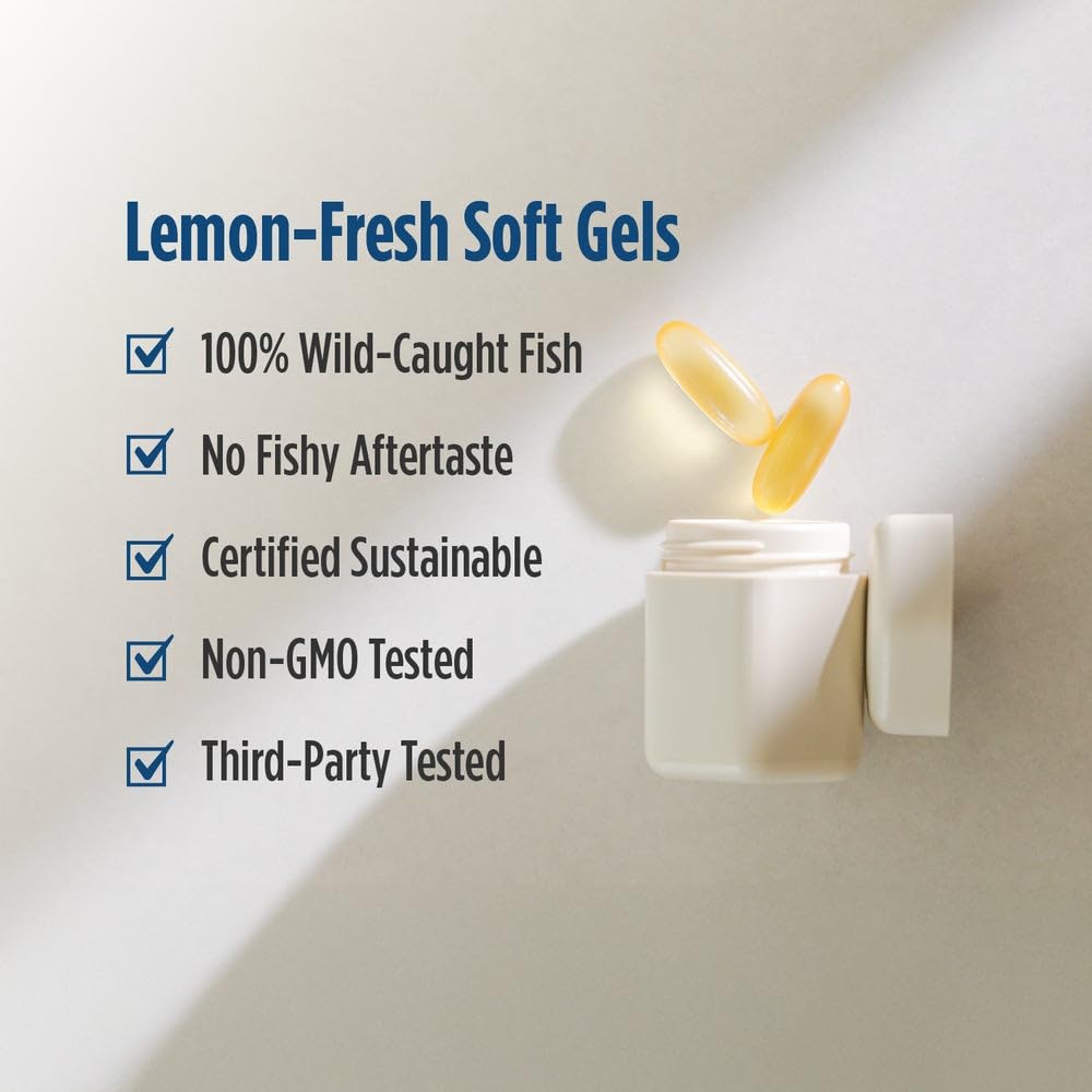 Nordic Naturals ProEPA, Lemon - 120 Soft Gels - 1210 mg Omega-3 - High-Intensity EPA Formula for Healthy Mood, Heart Health & Cellular Function - Non-GMO - 60 Servings