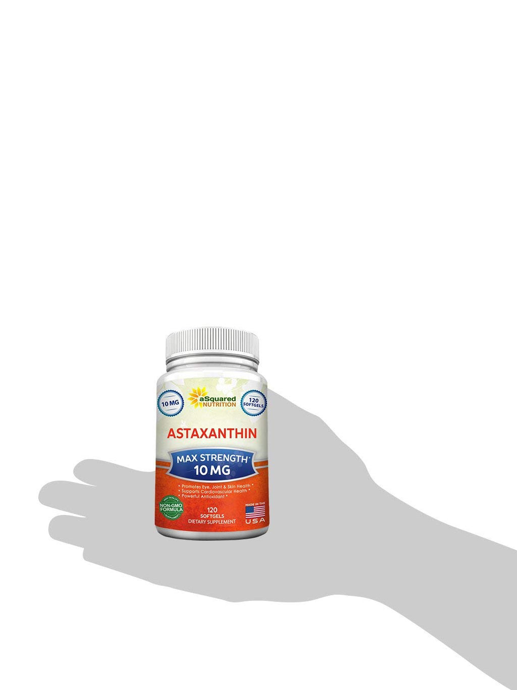 aSquared Nutrition Astaxanthin Supplement - Natural Astaxanthin Pills from Haematococcus Pluvialis Extract for Pure Energy - Max Strength 10mg - 120 Softgels (Pack of 2)