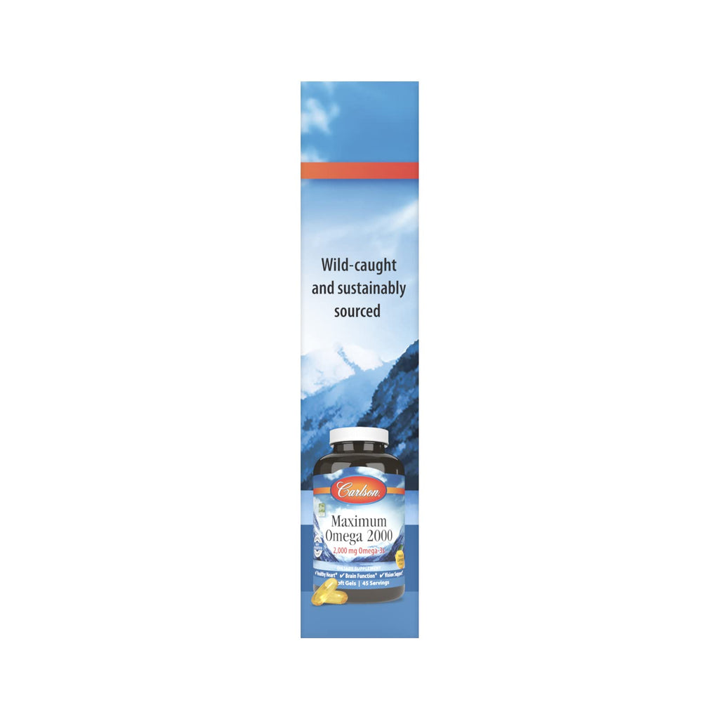 Carlson Maximum Omega 2000 Grab + Go Packs, Wild-Caught, 30 Softgel Pack