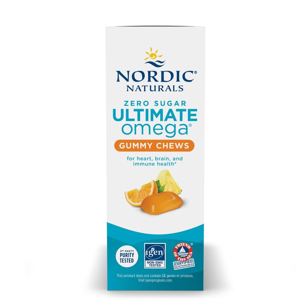 Nordic Naturals Zero Sugar Ultimate Omega Gummy Chews - Tropical Fruit - 54 Gummy Chews - Non GMO - Optimal Wellness - 27 Servings