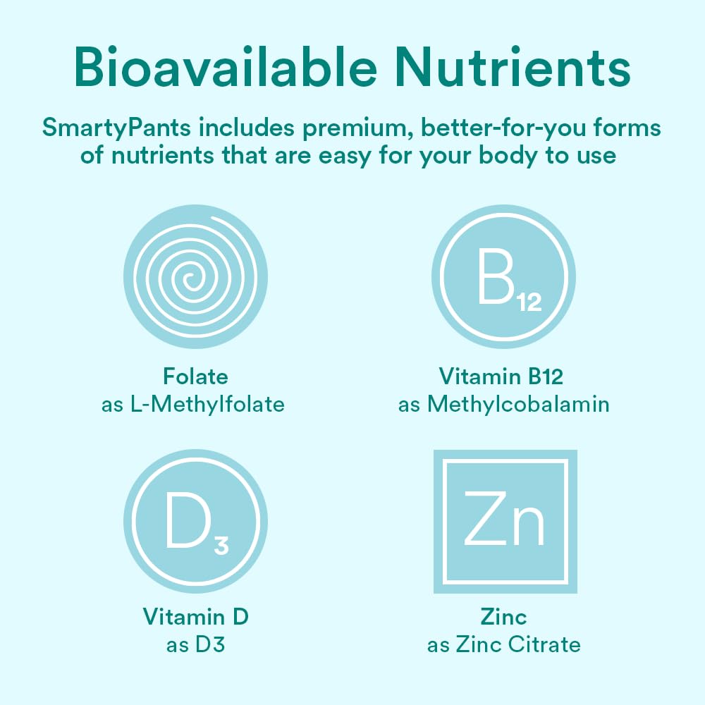 SmartyPants Prenatal Vitamins for Women, Multivitamin Gummies: Omega 3 Fish Oil (EPA/DHA), Biotin, Methylfolate, Vitamin D3, C, Vitamin B12, B6, A, K & Zinc, Inositol, 120 Count (30 Day Supply)