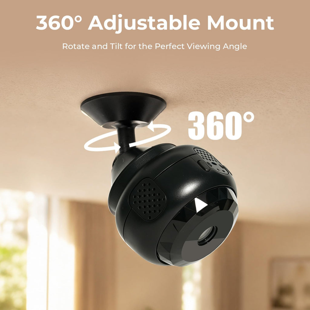 ZOGGCOX 4K Hidden Camera, Mini WiFi Nanny Cam with Motion Detection & Night Vision (Black) | Spy Cam Indoor for Baby Pets Security with App Control
